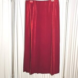 Vintage 90s Jaclyn Smith Classic Stretch Pull-on Red Velvet Maxi Skirt